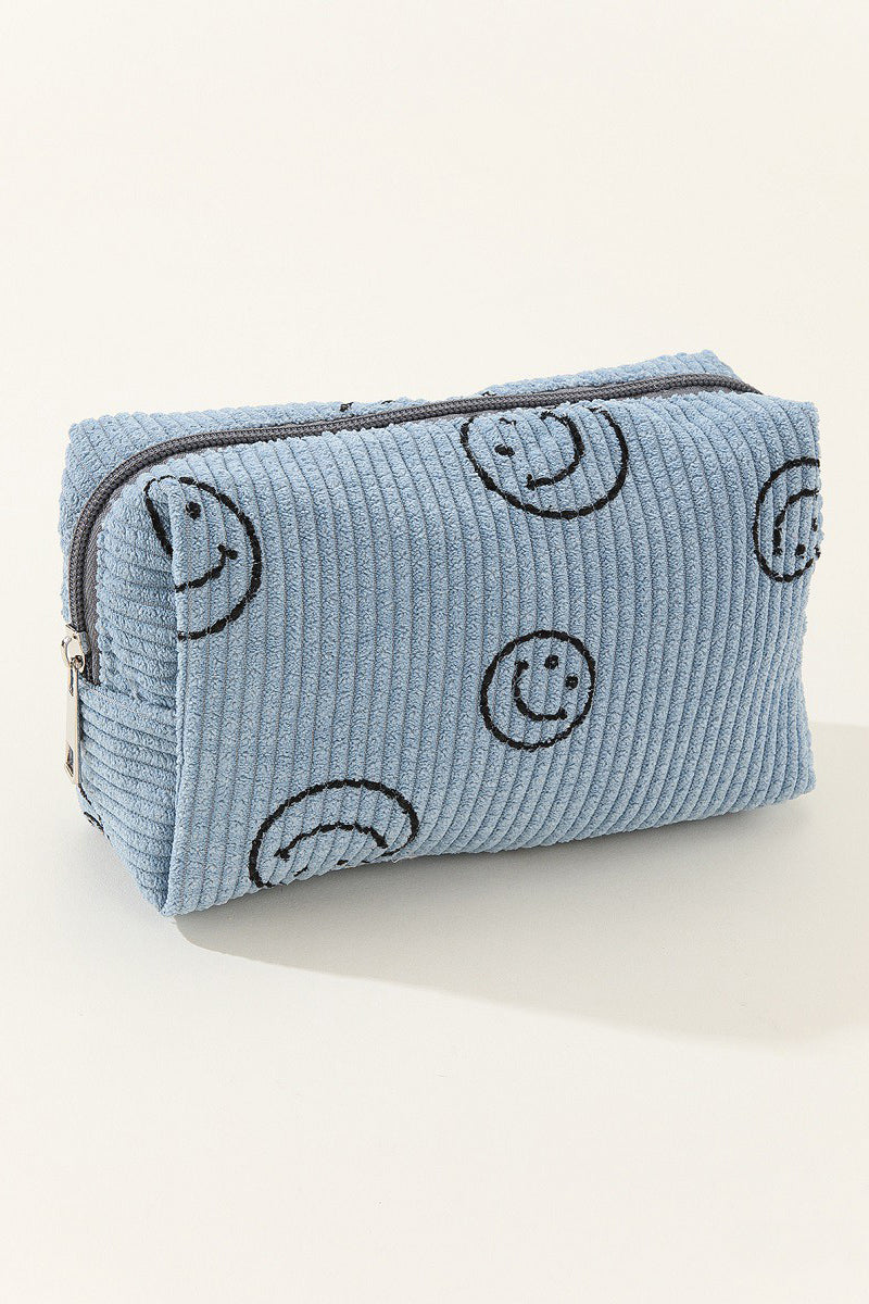 Outfit Flow - Zenana Smiley Face Corduroy Cosmetic Pouch