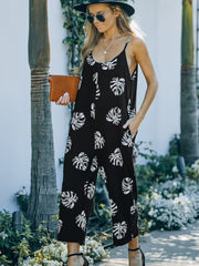 Outfit Flow - Printed Spaghetti Strap Jumpsuit with Pockets