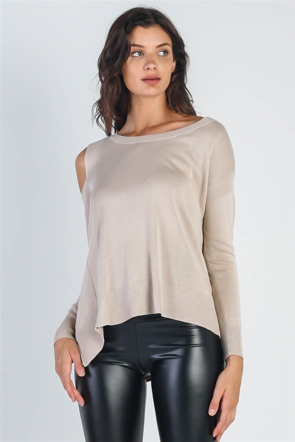 UNIQ Cold Shoulder Long Sleeve Knit Top