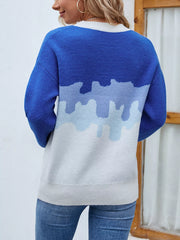 Contrast Round Neck Sweater Trendsi