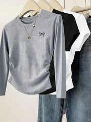 Bow Long Sleeve T-Shirt Trendsi