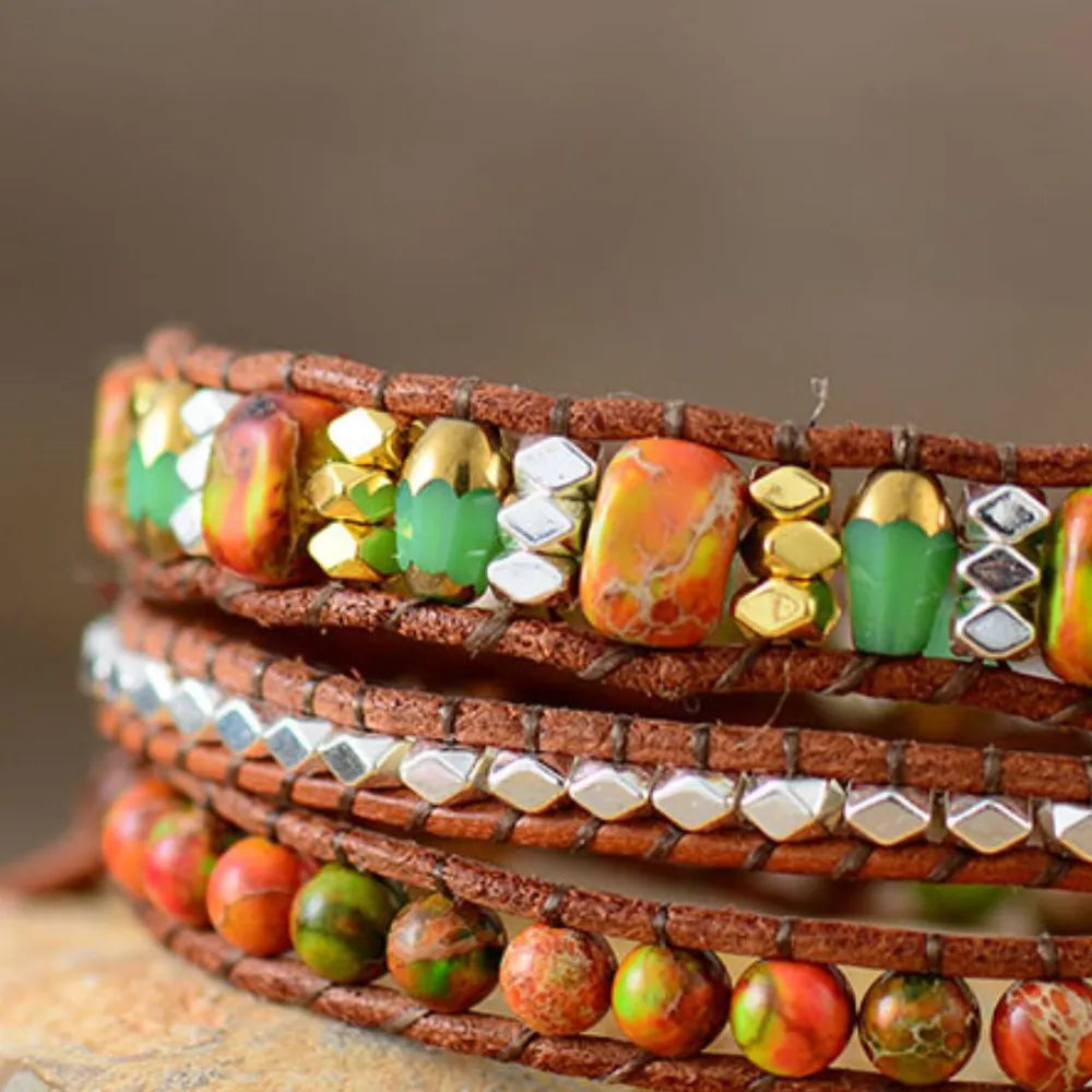 Natural Stone Woven Bracelet OutfitFlow