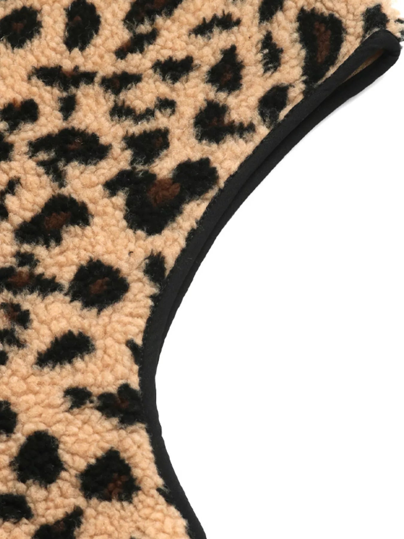 Leopard Fleece Vest Coat with Pockets Trendsi
