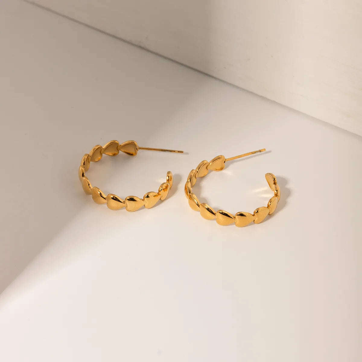 18K Gold-Plated Heart Hoop Earrings OutfitFlow