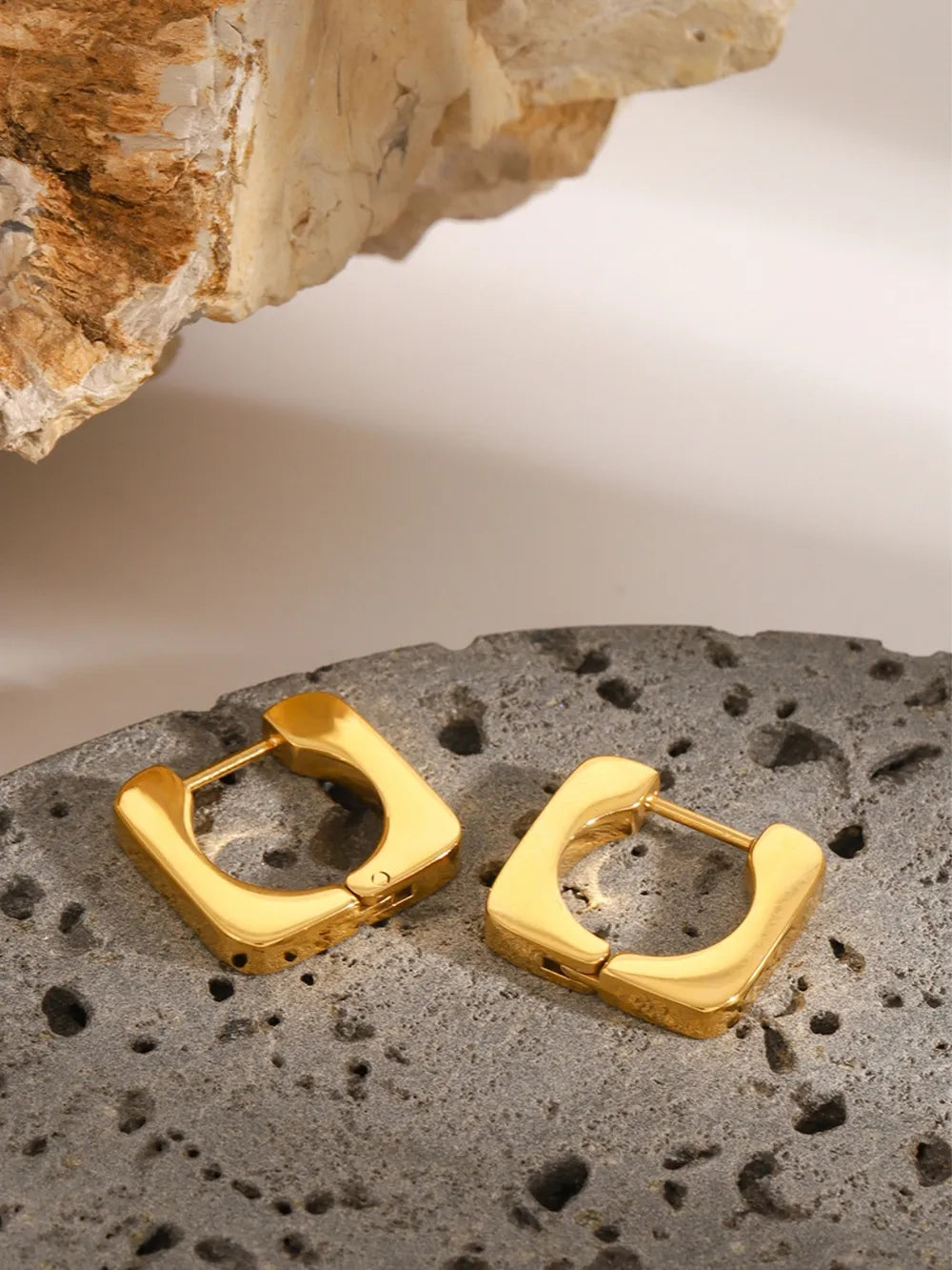 18K Gold-Plated Stainless Steel Square Earrings OutfitFlow