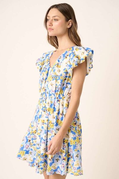 Mittoshop Floral V-Neck Cap Sleeve Mini Dress OutfitFlow