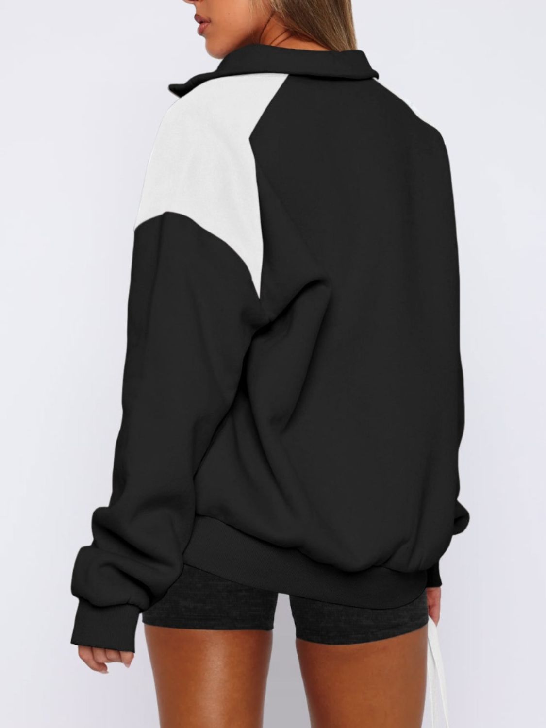 Outfit Flow - Contrast Quarter Zip Long Sleeve Sweatshirt