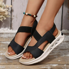 Open Toe Platform Sandals Black OutfitFlow