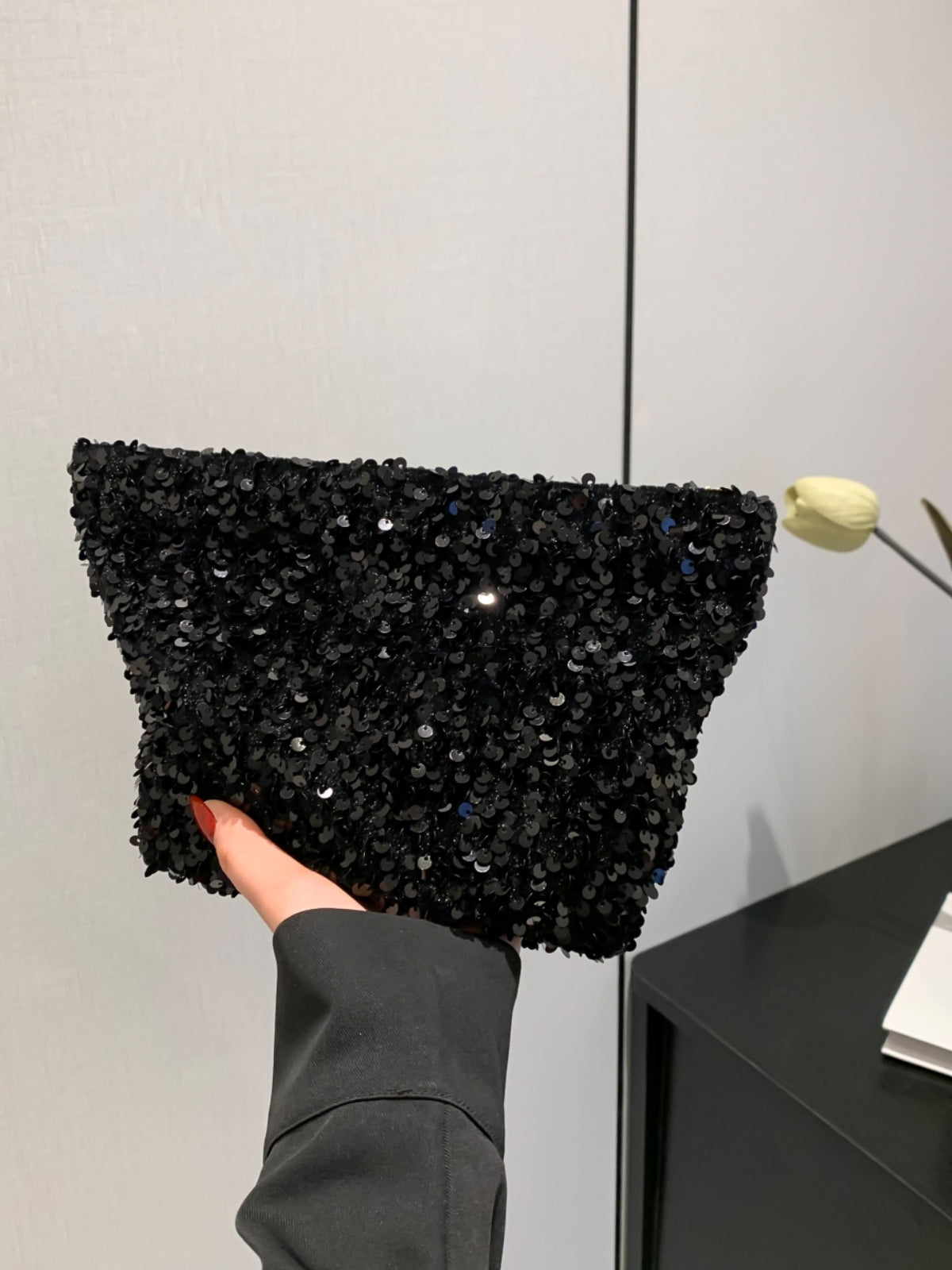 Sequin Clutch with Zipper