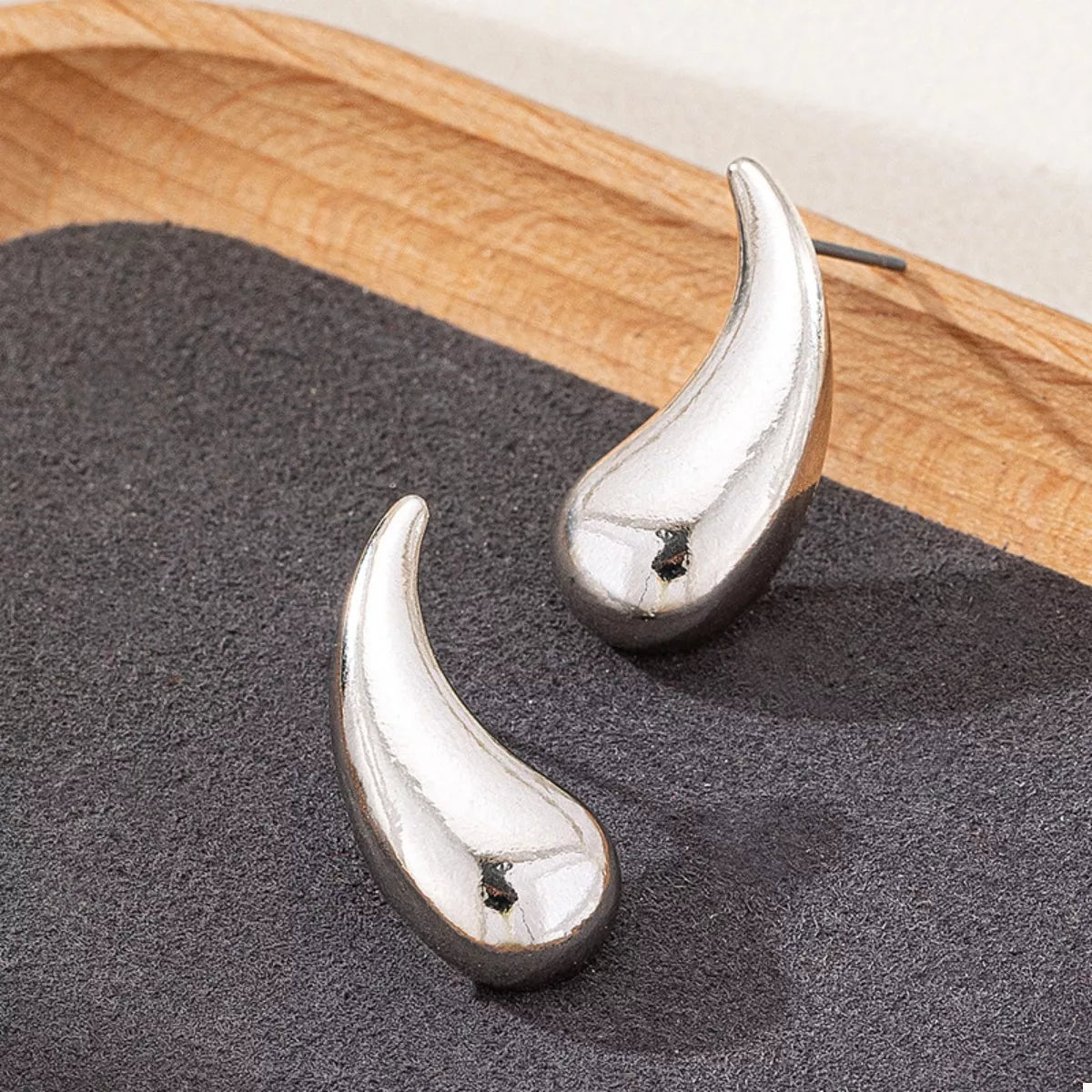 Curved Teardrop Stud Earrings OutfitFlow