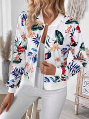 Printed Zip Up Long Sleeve Jacket OutfitFlow