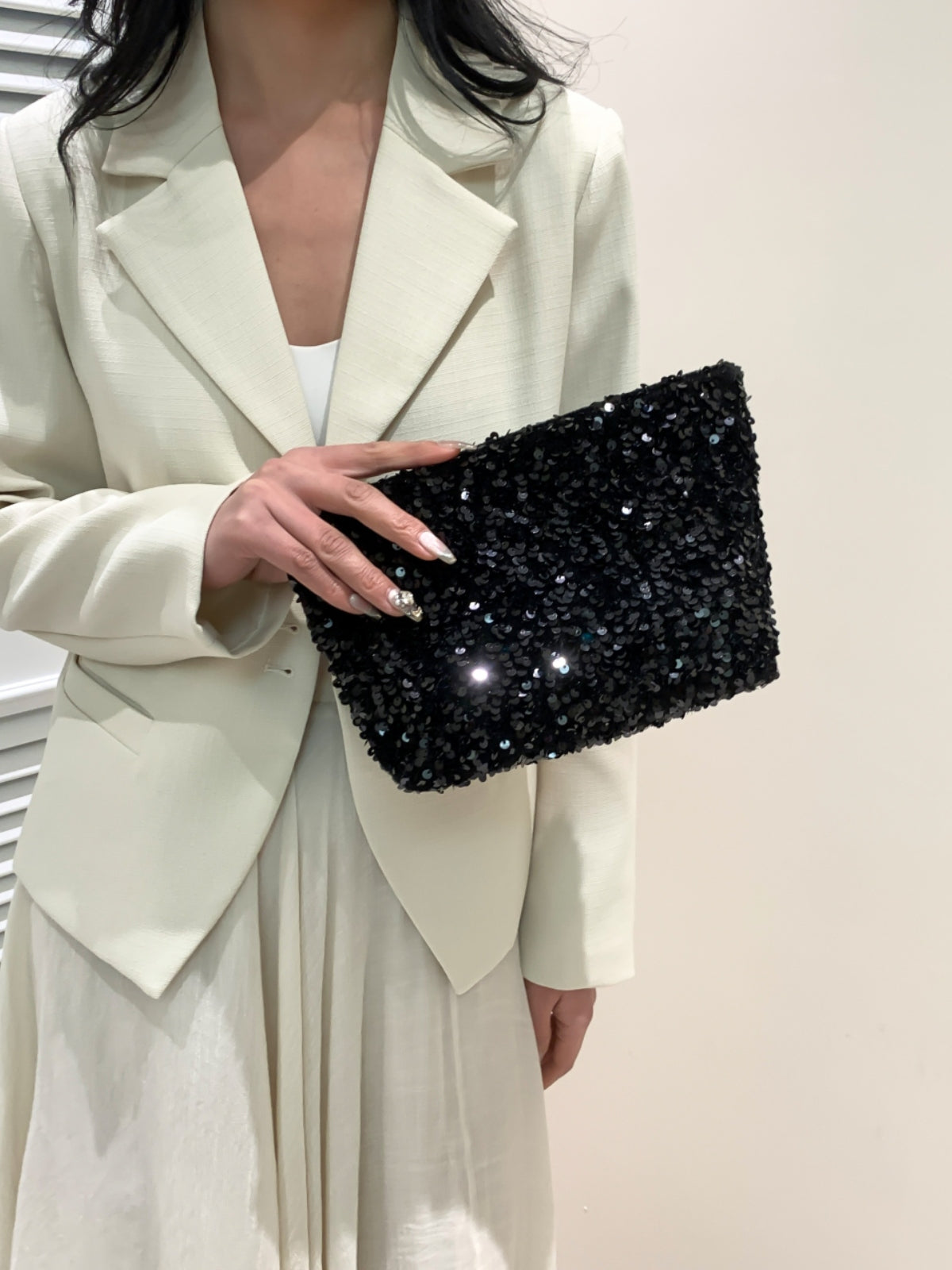 Sequin Clutch with Zipper