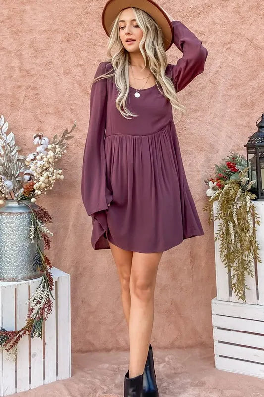 And The Why Back Lace Button Down Detail Bell Sleeve Dress OutfitFlow