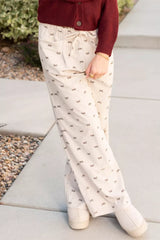 Bow Print Wide Leg Pants Trendsi