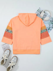 Plaid Floral Patchwork Kangaroo Pocket Hoodie OutfitFlow