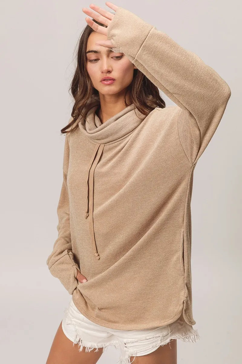 BiBi Solid Side Pocket Thumb Top OutfitFlow