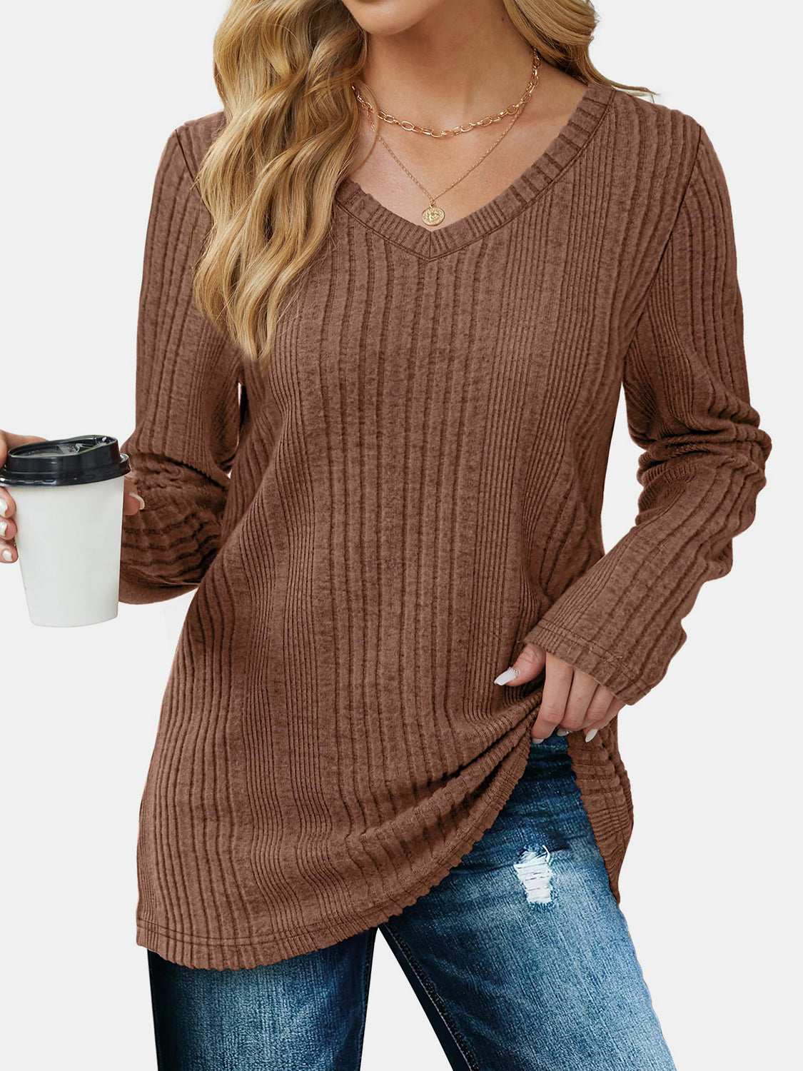 Outfit Flow - V-Neck Long Sleeve T-Shirt