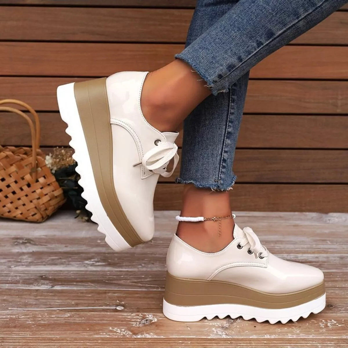 Lace Up Platform Sneakers Trendsi