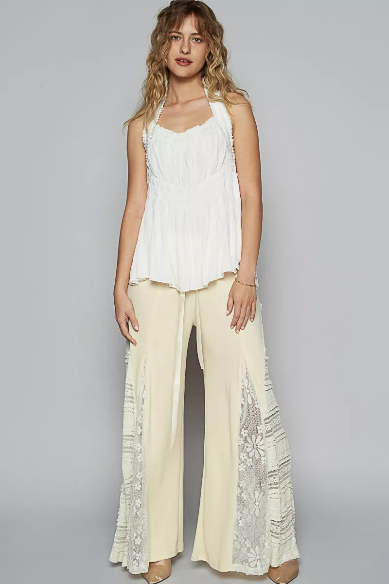 POL Backless Halter Sleeveless Top with Smocking Shirring Detail Trendsi