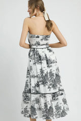 Umgee Printed Tiered Tube Midi Dress OutfitFlow