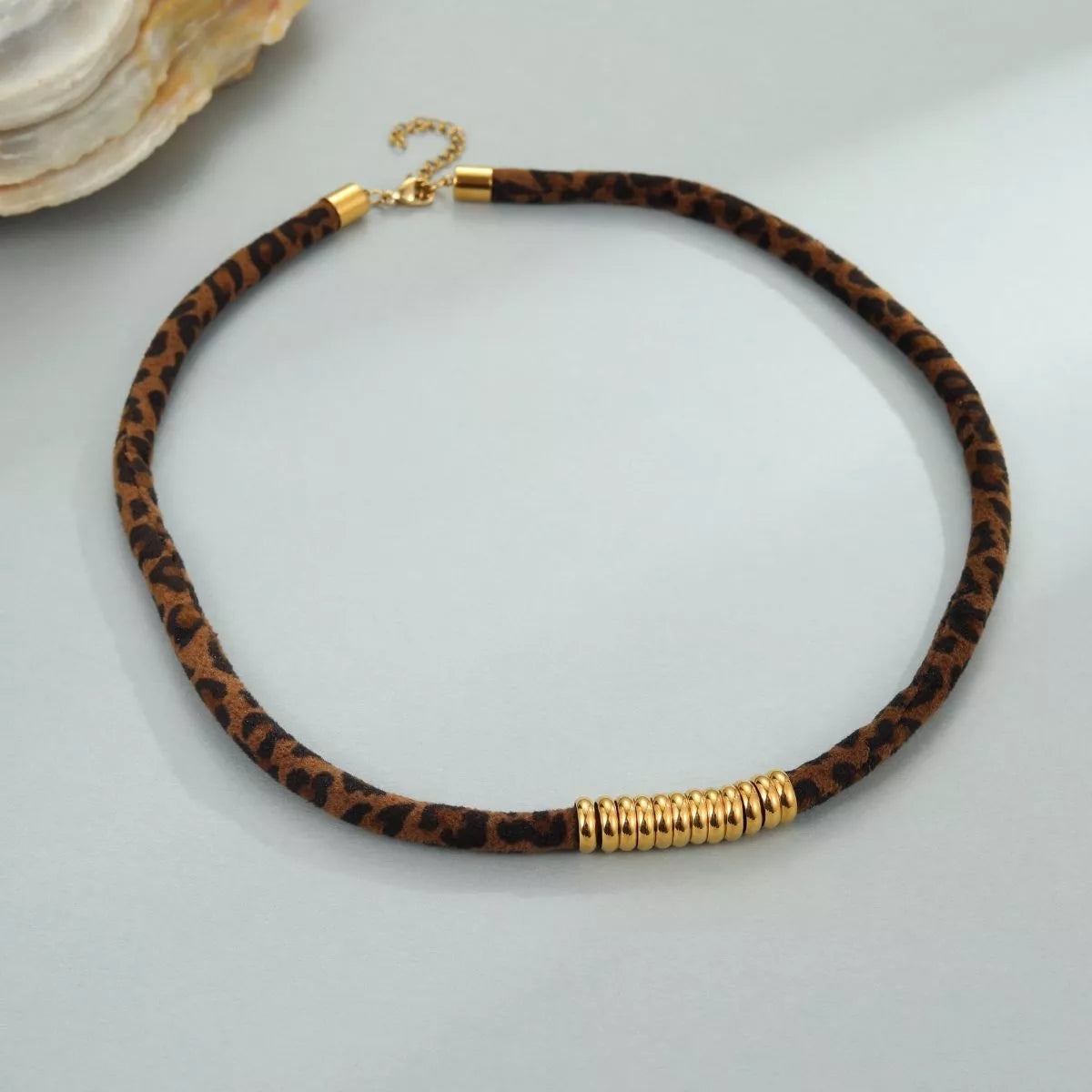 Leopard 18K Gold-Plated Necklace OutfitFlow