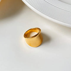 18K Gold-Plated Wide Band Ring OutfitFlow
