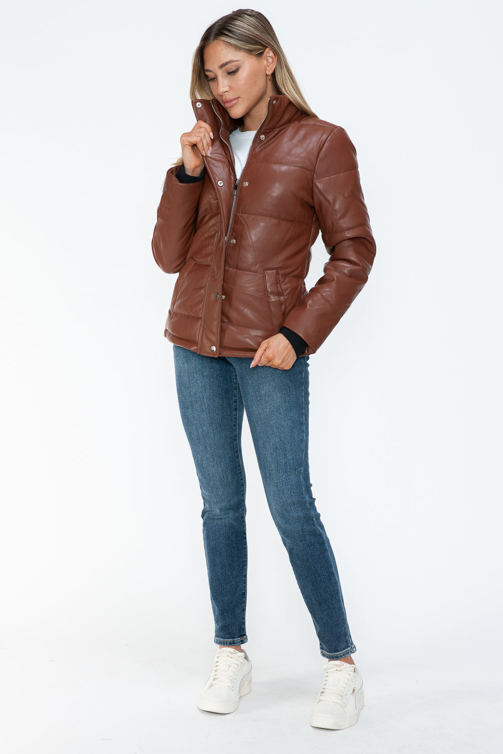 Outfit Flow - YMI Pocketed Zip Up Turtleneck Puffer Jacket