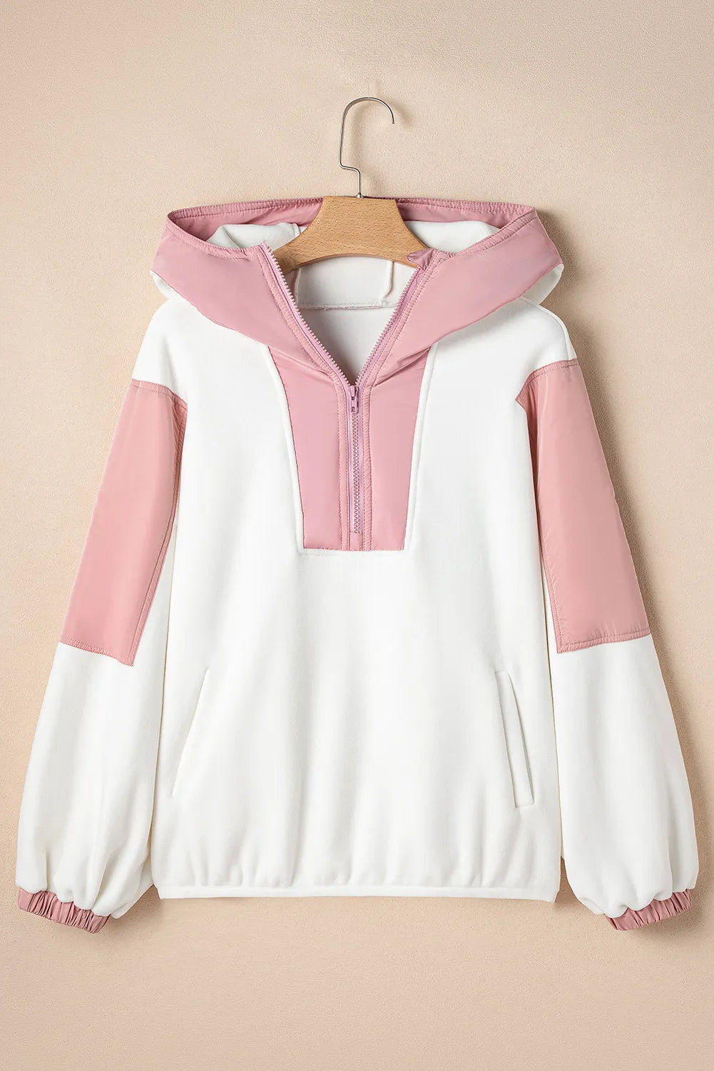 Outfit Flow - Color Block Half Zip Long Sleeve Hoodie