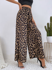 Printed Elastic Waist Wide Leg Pants OutfitFlow