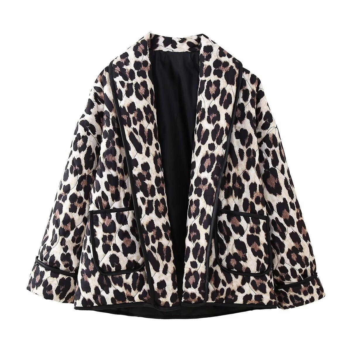 Outfit Flow - Leopard Open Front Long Sleeve Outerwear