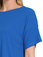 Zenana Ribbed Round-Neck Crop T-Shirt OutfitFlow