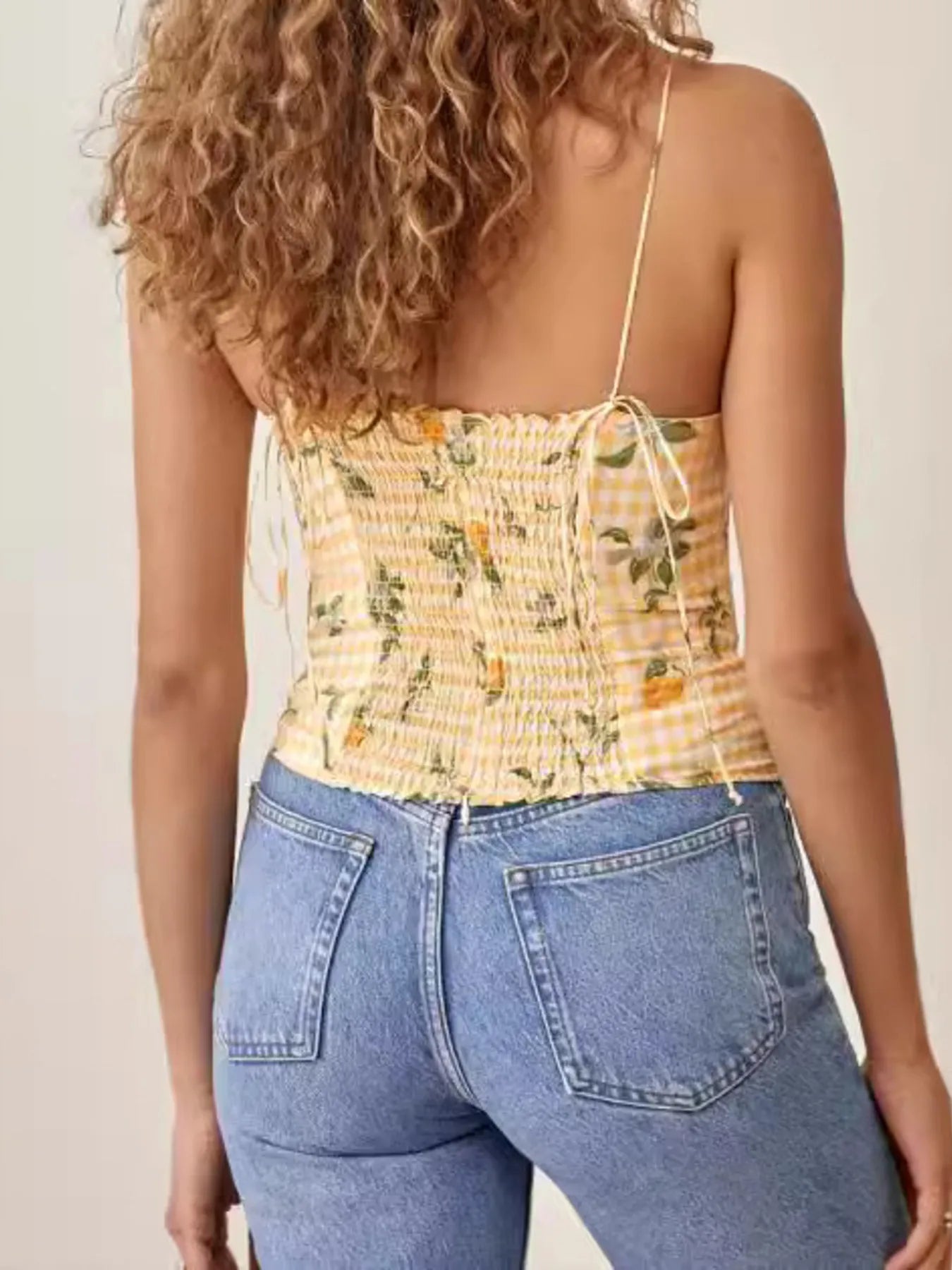 Printed Smocked Cami Top OutfitFlow