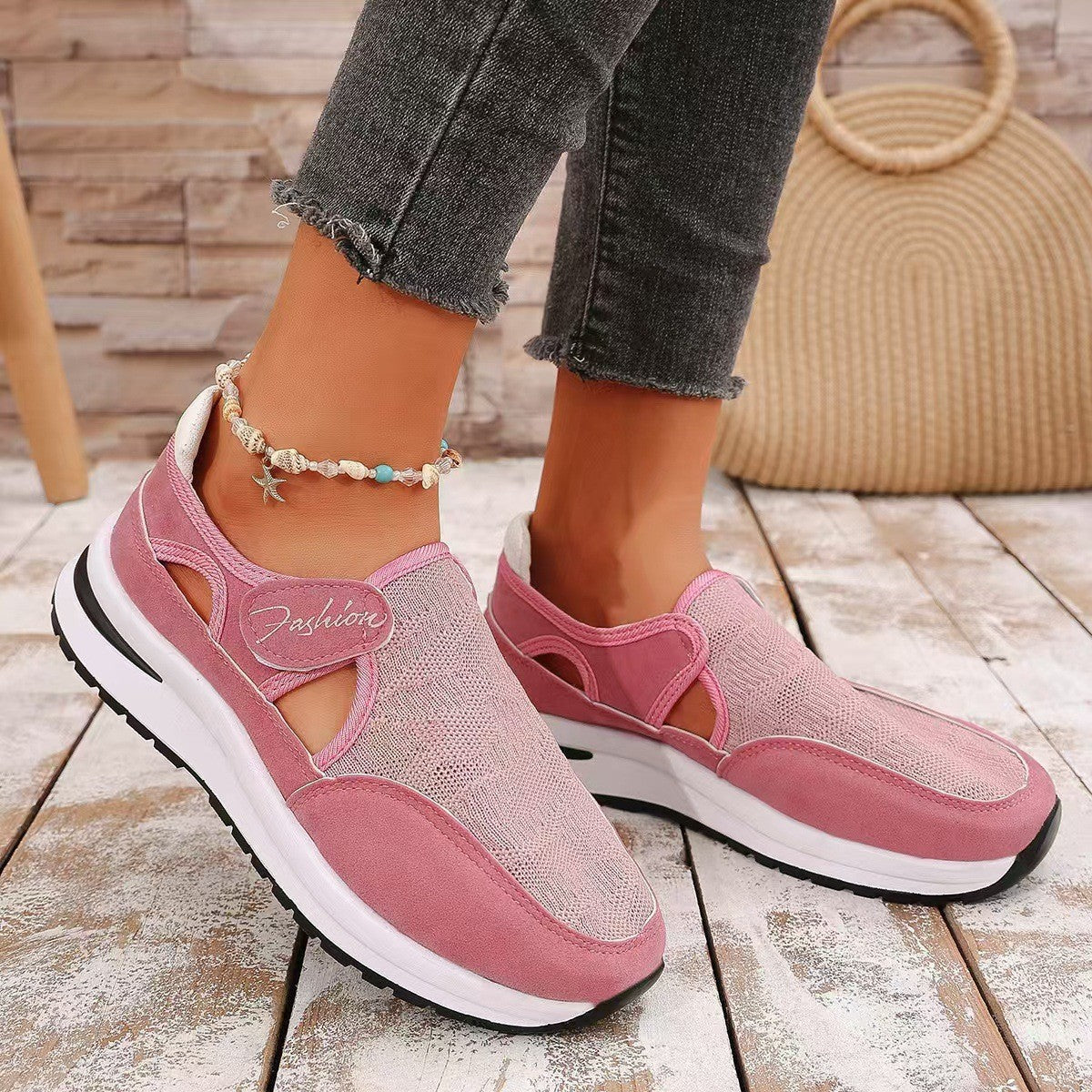 Outfit Flow - Mesh Round Toe Platform Sneakers