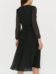 Polka Dot Long Sleeve Midi Dress OutfitFlow