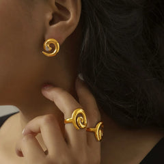 Titanium Steel Zircon Spiral Shape Earrings OutfitFlow