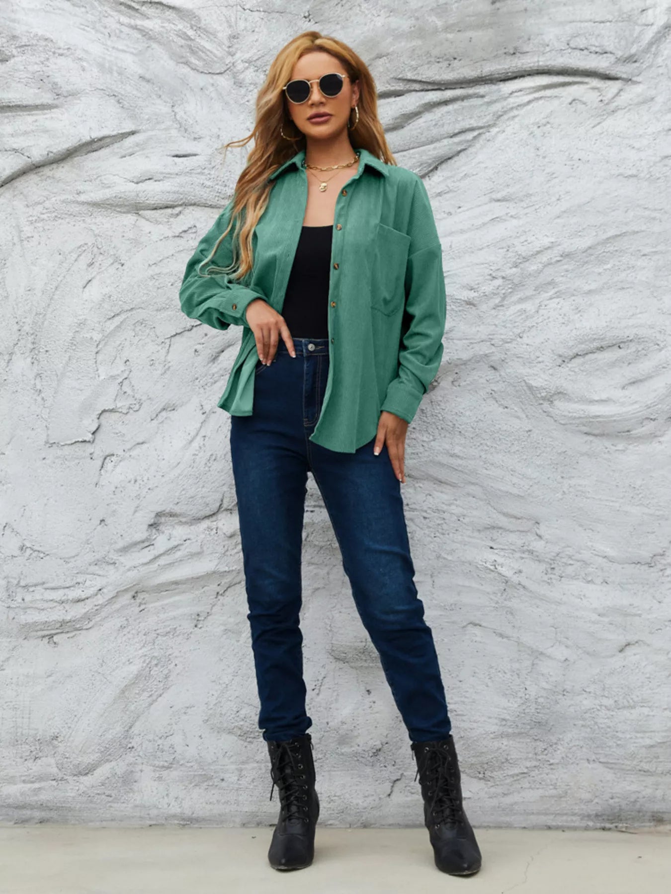 Corduroy Button-Up Shirt OutfitFlow