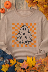 Ghost Round Neck Long Sleeve Sweatshirt OutfitFlow