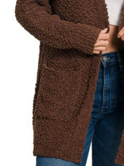 Zenana Long Sleeve Popcorn Sweater Cardigan with Pockets Trendsi