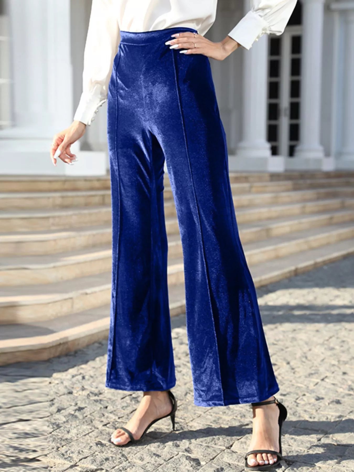 High-Waisted Wide Leg Velvet Pants OutfitFlow