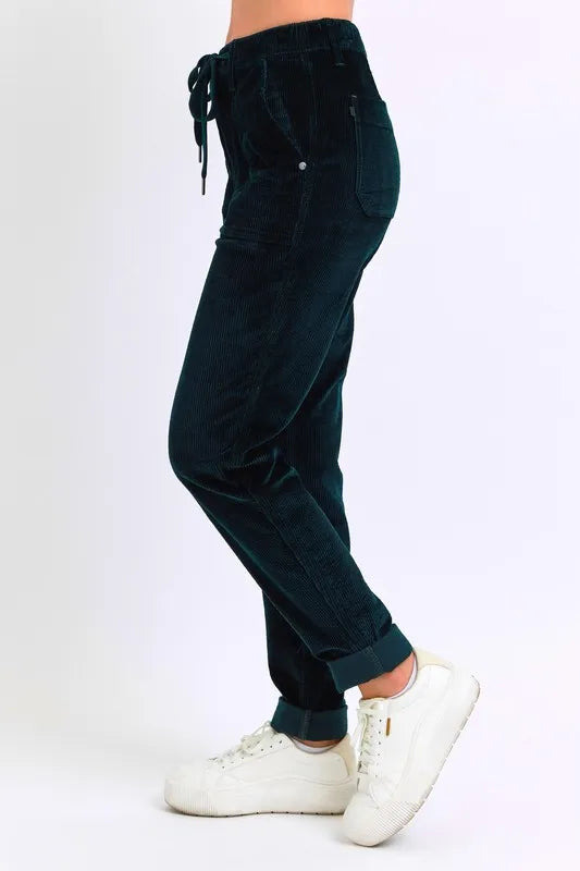 Judy Blue Full Size High Waist Corduroy Cuffed Jogger Plus Size OutfitFlow