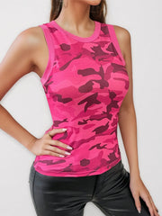 Camouflage Round Neck Tank Top OutfitFlow