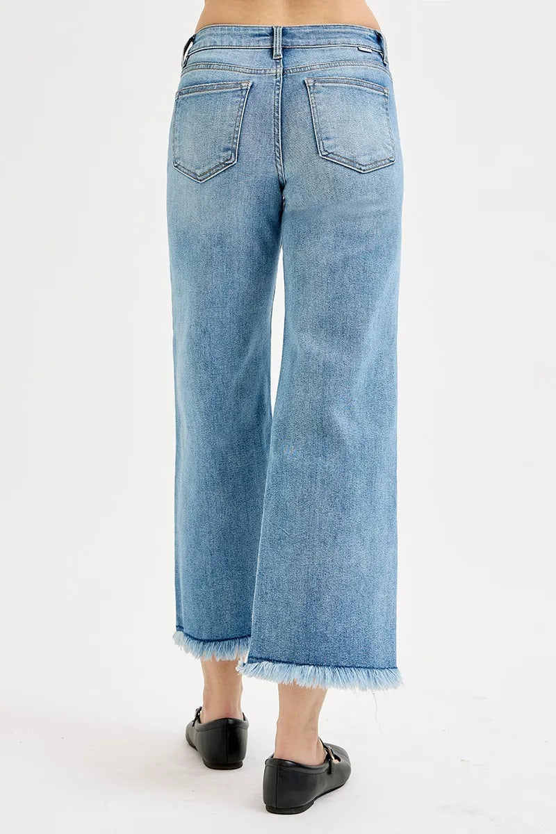 RISEN Full Size Mid Rise Crop Wide Leg Jeans Plus Size OutfitFlow
