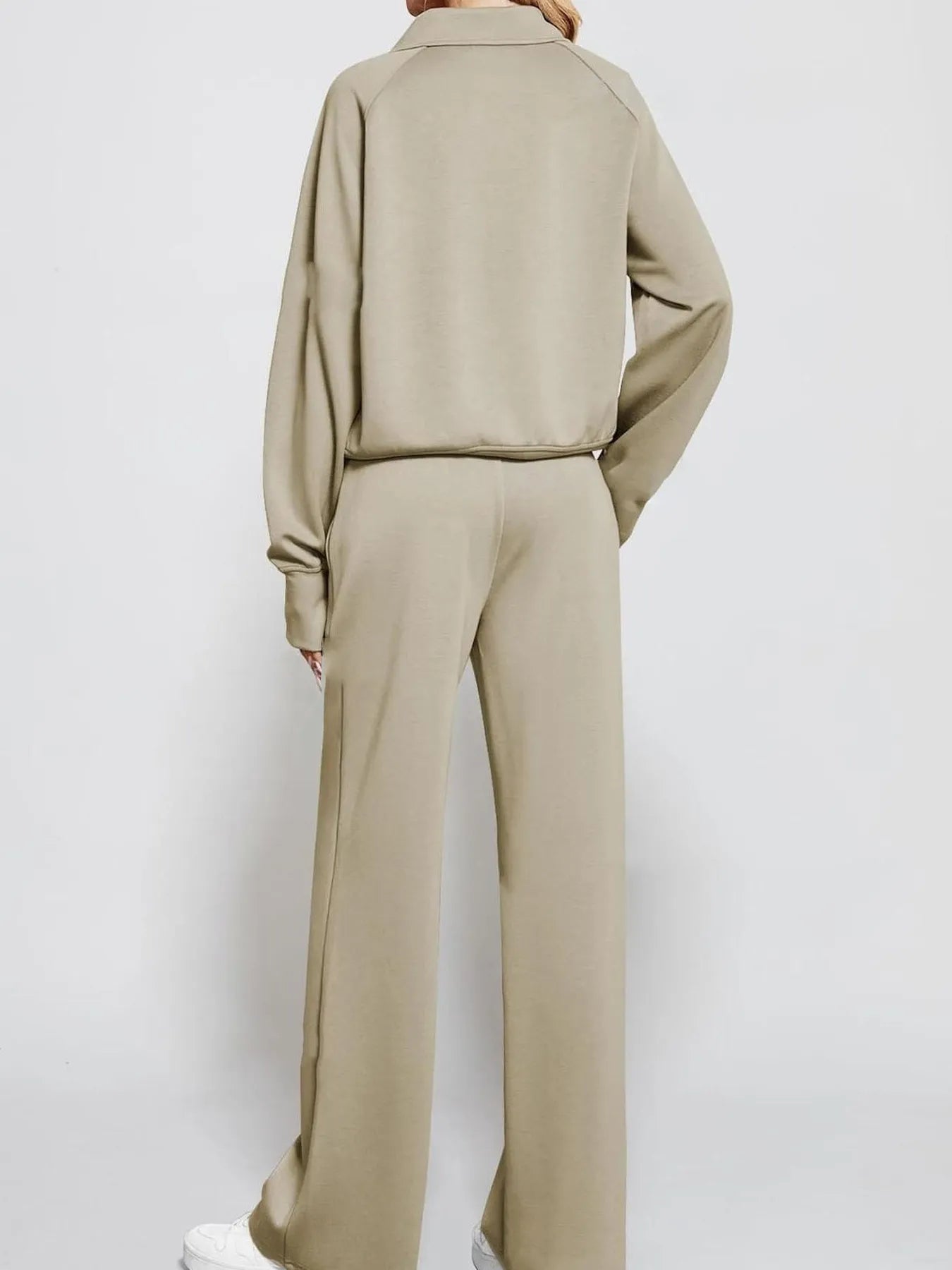 Half Zip Long Sleeve Top and Pants Set OutfitFlow