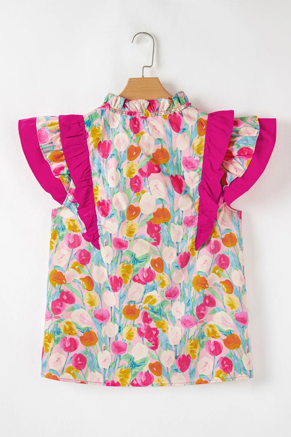 Floral Ruffle Layered Sleeve Blouse OutfitFlow