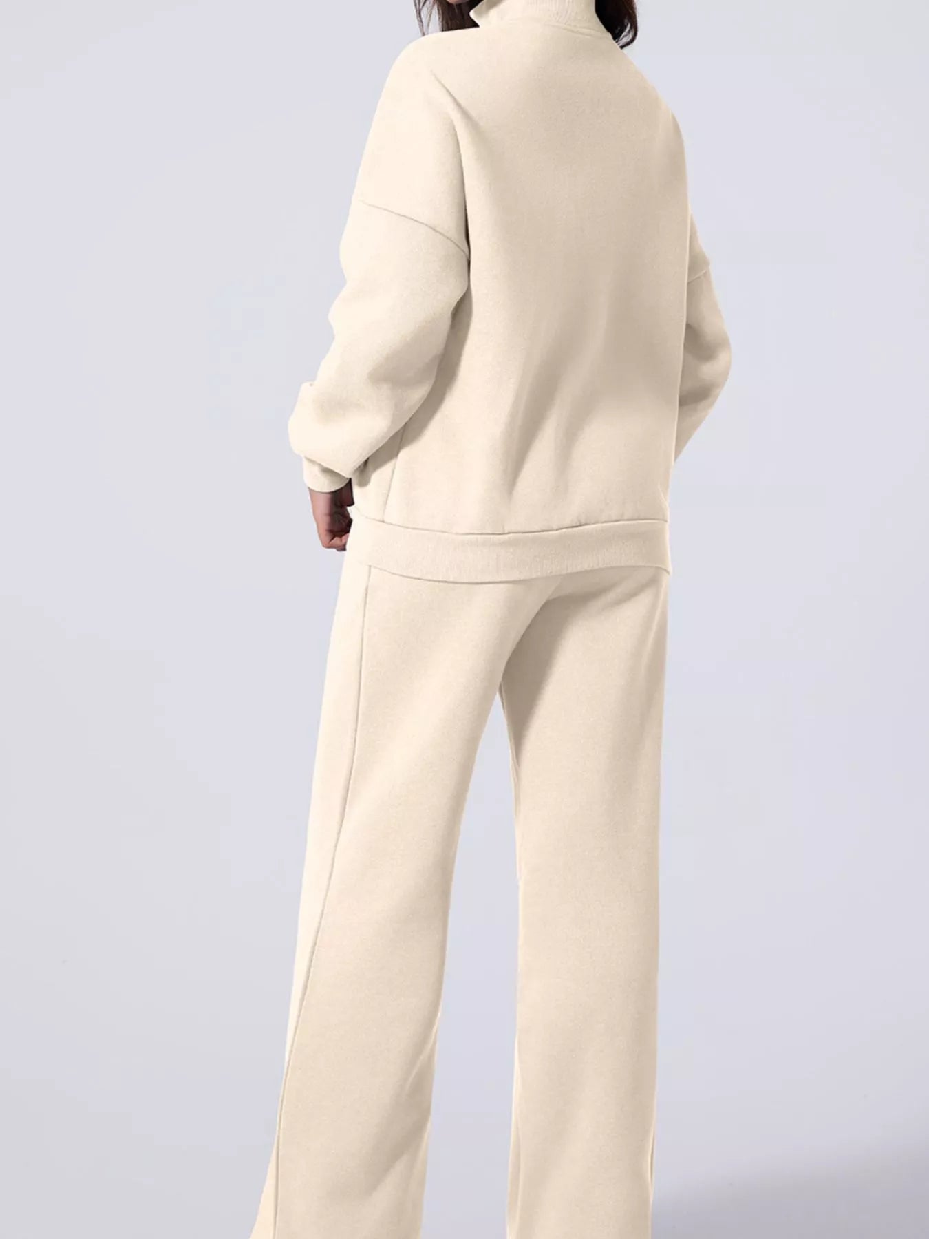Drop Shoulder Zip Up Jacket and Drawstring Pants Active 2pcs Set OutfitFlow