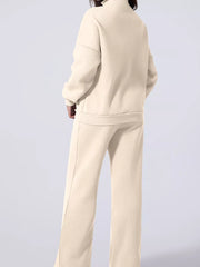 Drop Shoulder Zip Up Jacket and Drawstring Pants Active 2pcs Set OutfitFlow