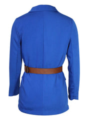 Buttoned Lapel Collar Long Sleeve Blazer OutfitFlow