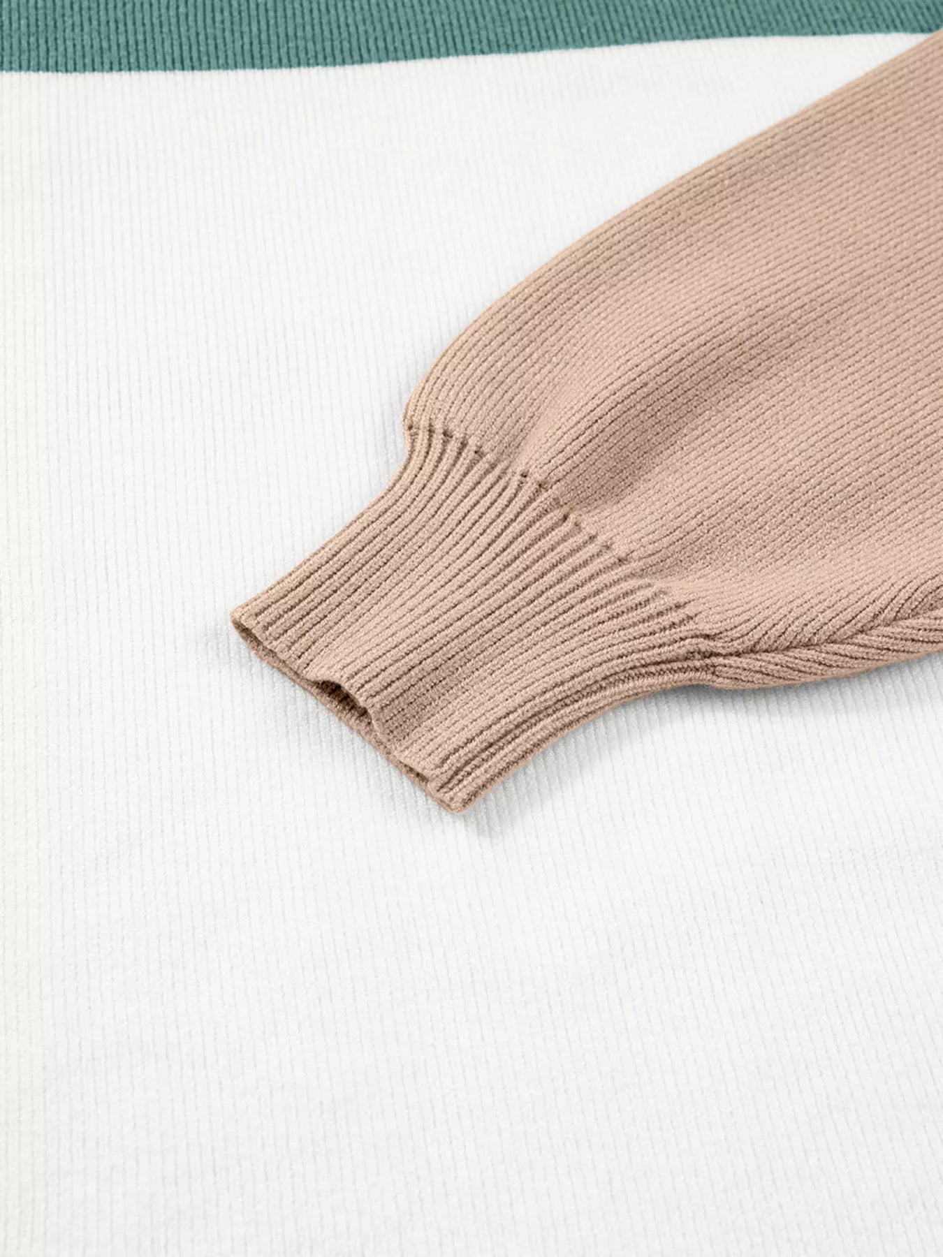 Color Block Plain Ribbed Knit Sweatshirt OutfitFlow