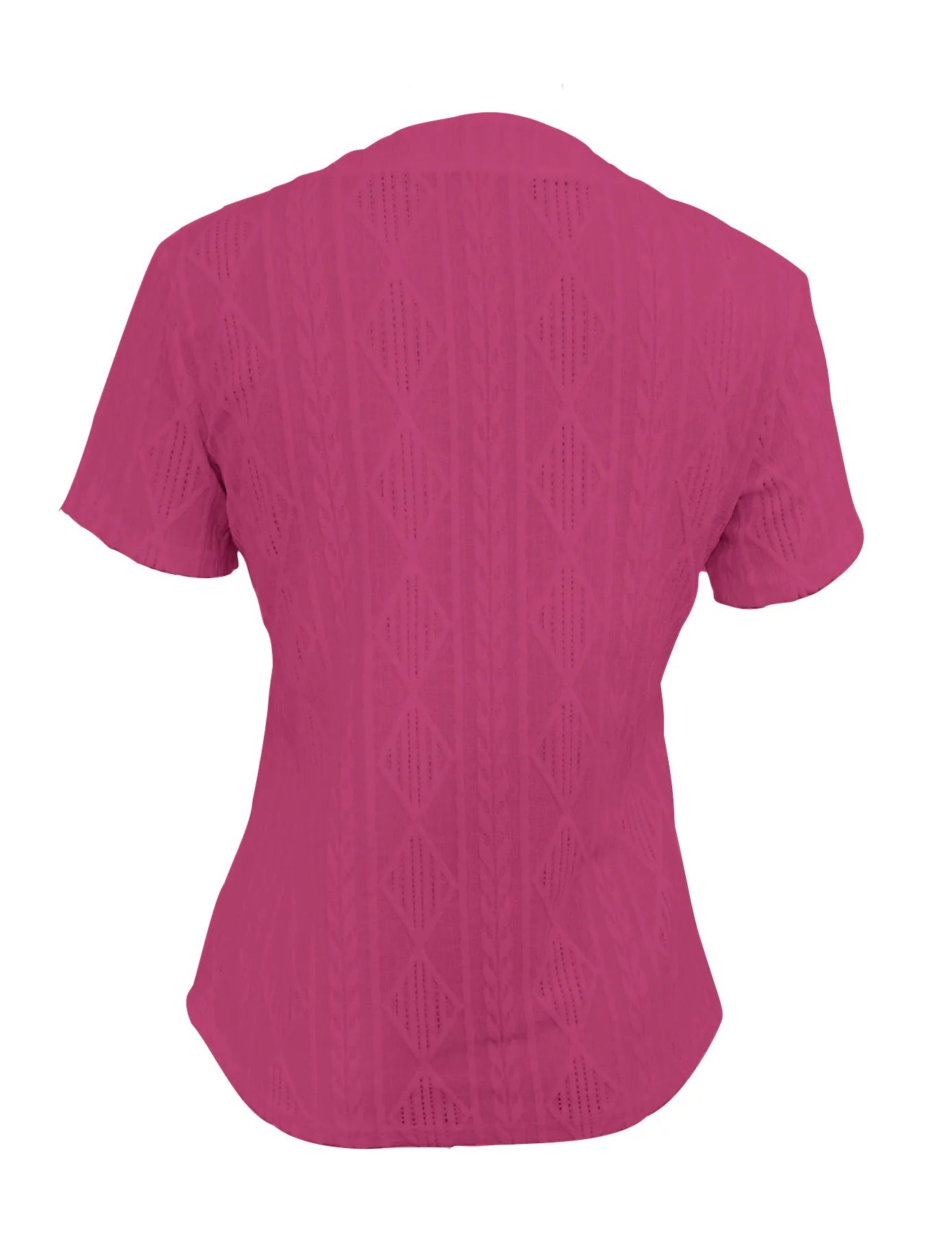 Textured Notched Short Sleeve Blouse OutfitFlow