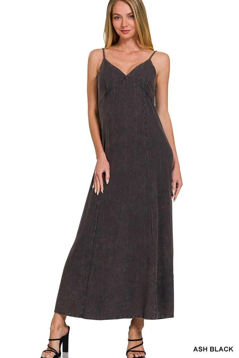 Zenana Mineral Washed Rayon Challis Cami Dress OutfitFlow
